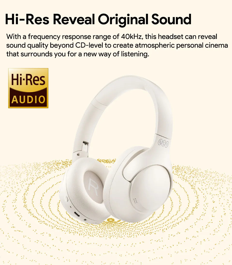 QCY H3 ANC Wireless Headphones Bluetooth 5.4 Hi-Res Audio Over Ear Headset 43dB Hybrid Active Noise Cancellation