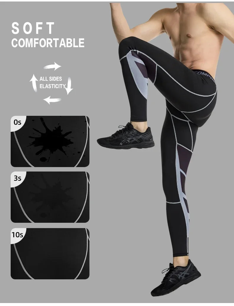 Men's Compression Pants for sports Elastic Sweatpants Solid Color