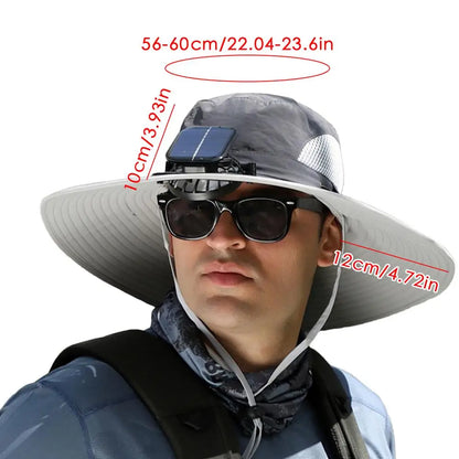 Outdoor Sun Hat with Solar Fan & USB Charging | Adjustable Wide Brim Hat