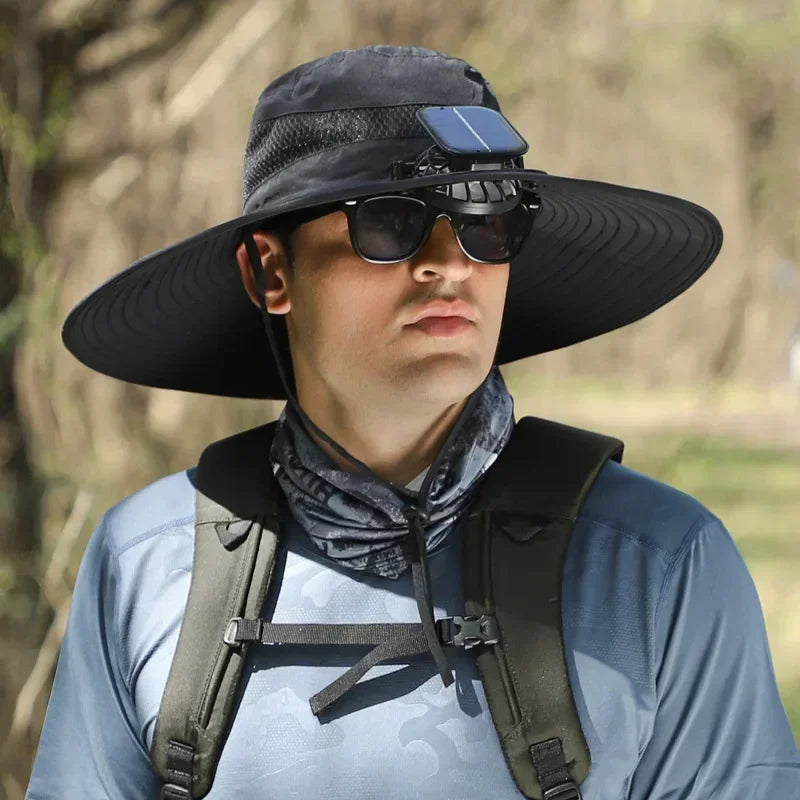 Solar Air Fan Sun Hat: Splashproof, Cooling, & Breathable