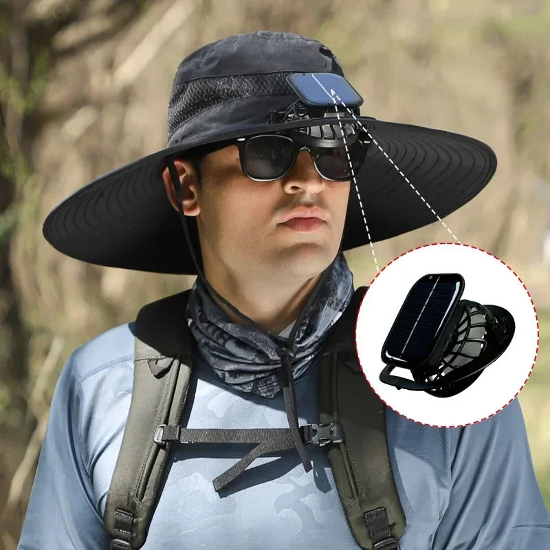 Solar Air Fan Sun Hat: Splashproof, Cooling, & Breathable