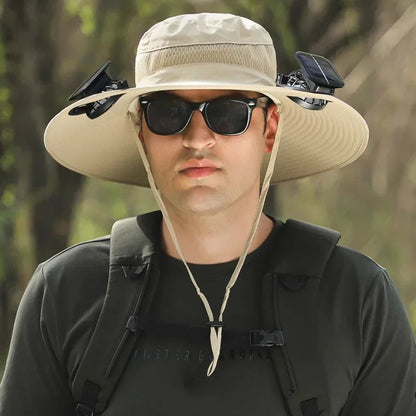 Solar Air Fan Sun Hat: Splashproof, Cooling, & Breathable