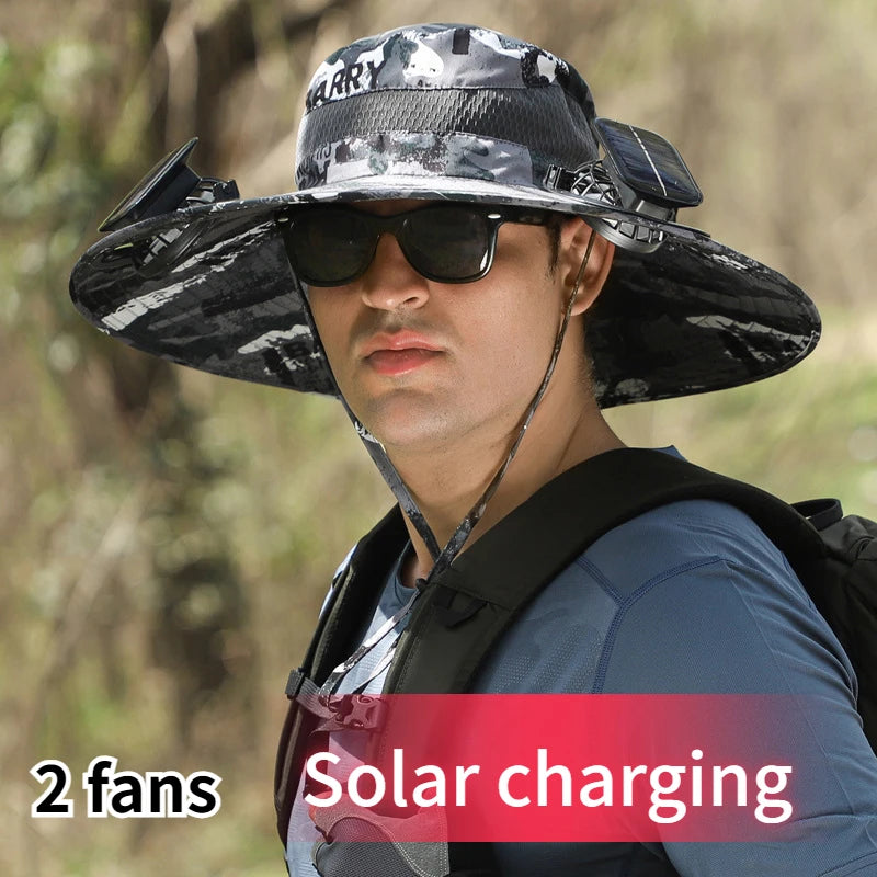 Solar Air Fan Sun Hat: Splashproof, Cooling, & Breathable